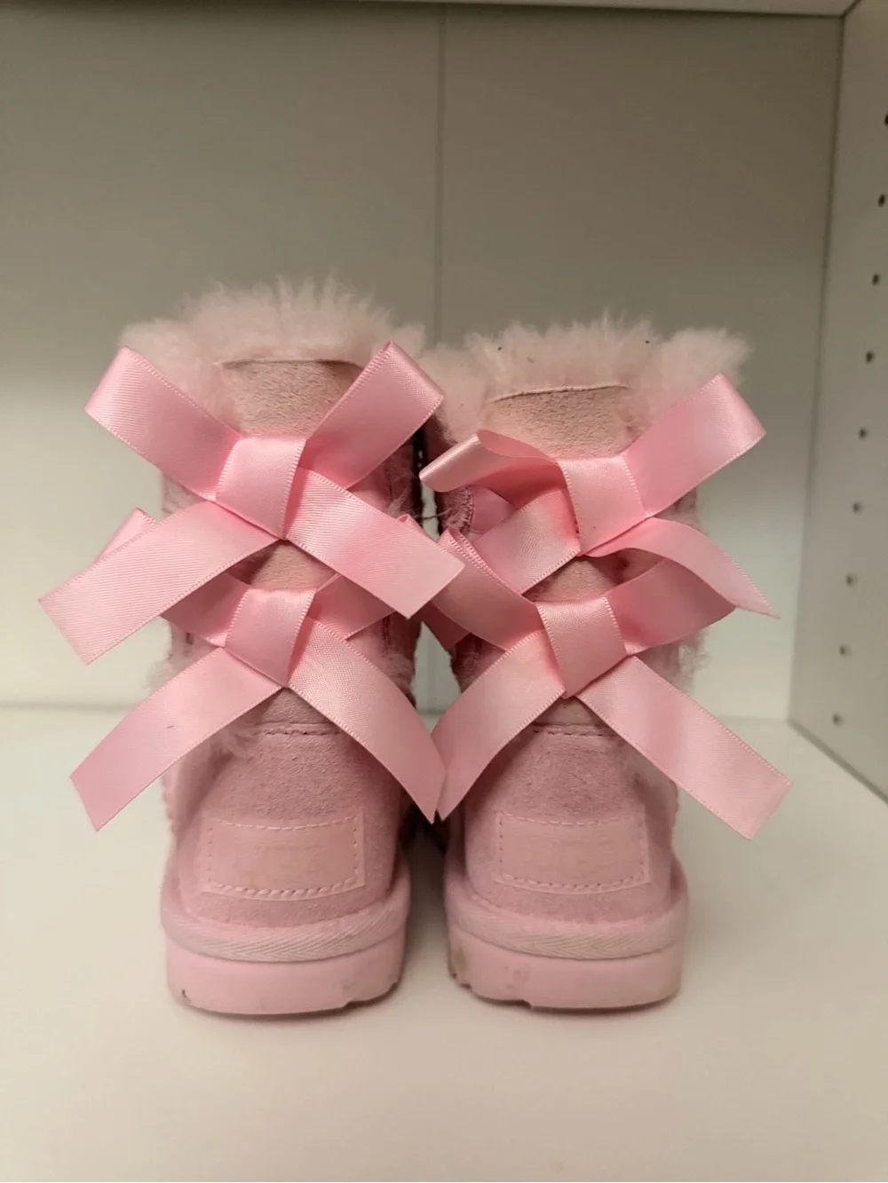 UGG Pink Satin Bow Back Kids Boots